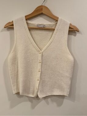 Sincerely Jules Off White Knit Sweater Vest Top button Up